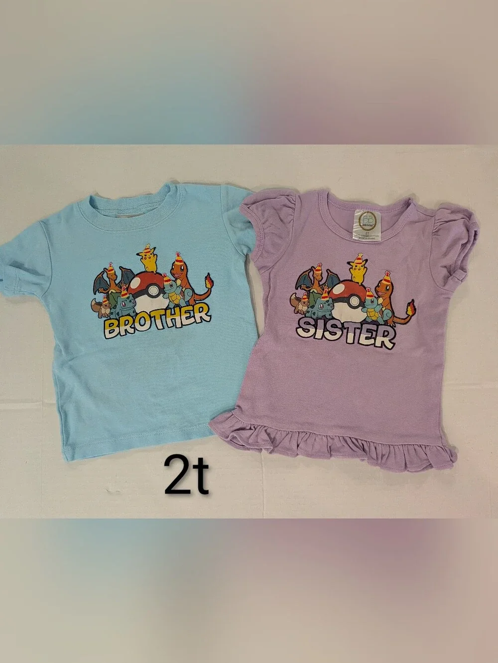 Boy & Girl Twin Matching Pokemon Shirts 2T